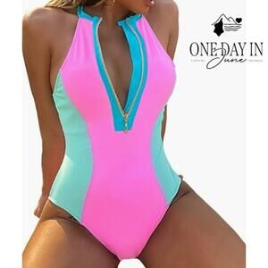 Bikinx High Neck Cheeky One Piece Swimsuit Size L